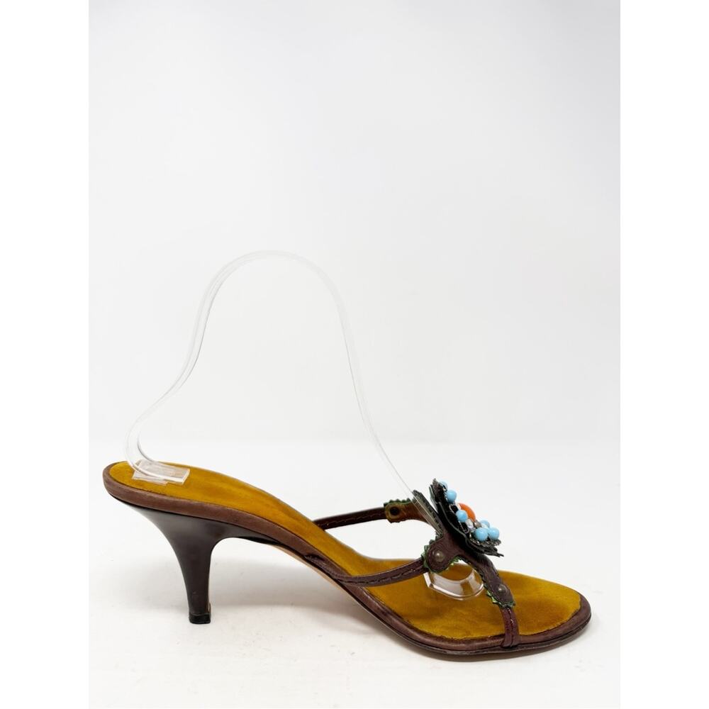 Vintage Giuseppe Zanotti Jeweled Floral Slide Sandal Heels Womens Size EU 39 - Picture 7 of 11
